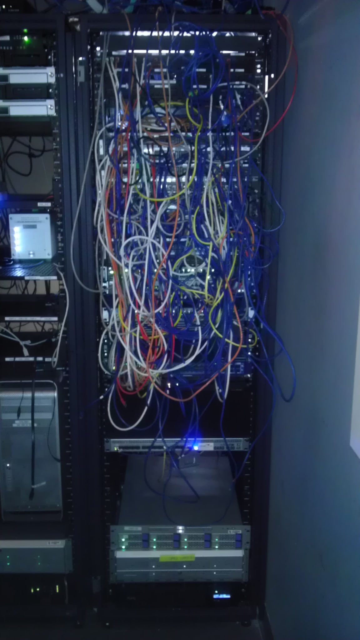 The network rack before we intervened.
